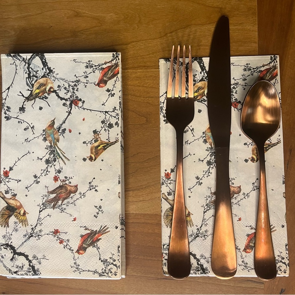 Lot of 2 Packs: Vintage Style Floral & Bird Guest Napkins/Hand Towels 4.3”x8” - Picture 3 of 6